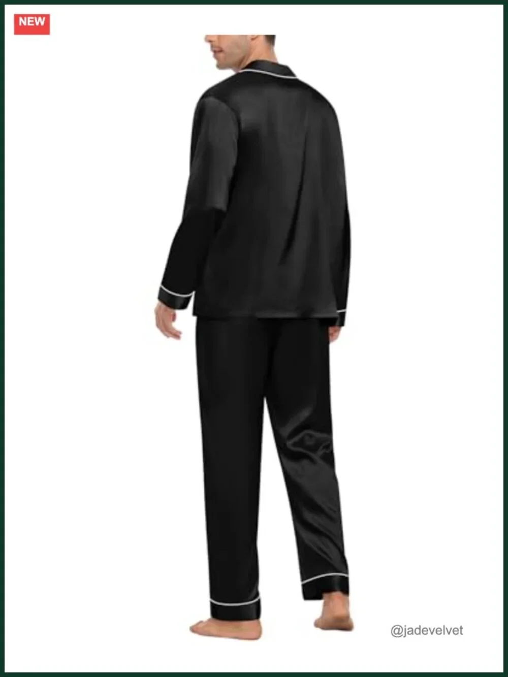 Men's Silk Pajama Set Long Sleeve Button Down Sleepwear with Pants